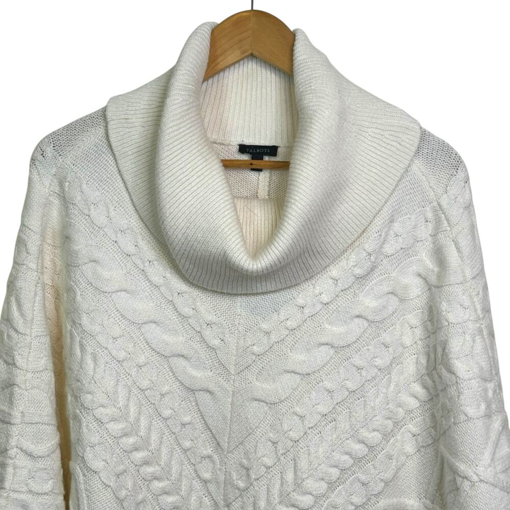 Talbots Size Medium Off White Turtle Neck Cable K… - image 3
